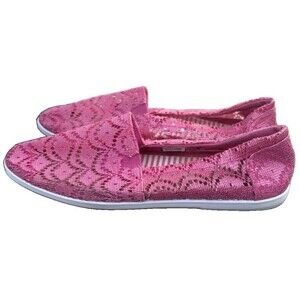 Just Be Pink Lace Slip On Flats Women’s Size 9 Casual Comfort Shoes Floral